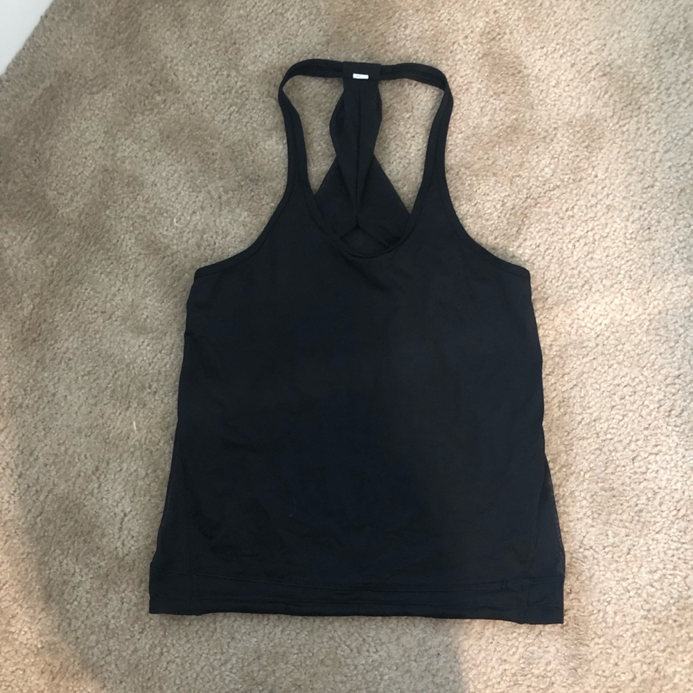 Lululemon Black tank with mesh back.